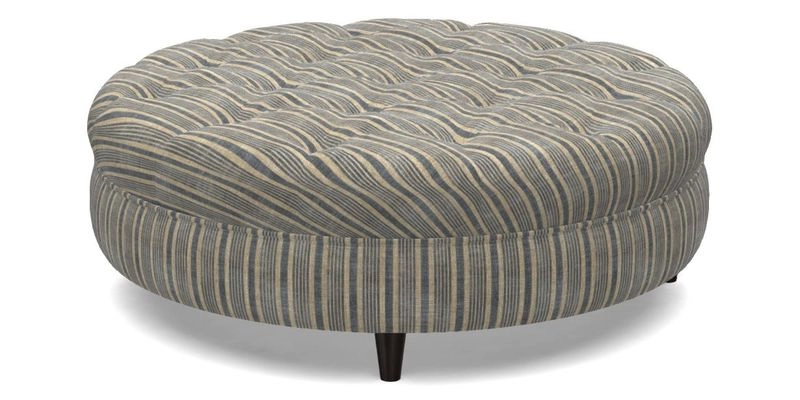 Helmsley Round Footstool in Linwood Omega Velvet Navy