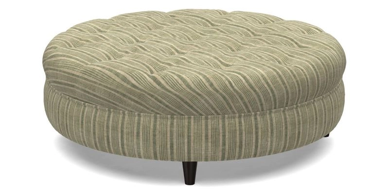 Helmsley Round Footstool in Linwood Omega Velvet Navy