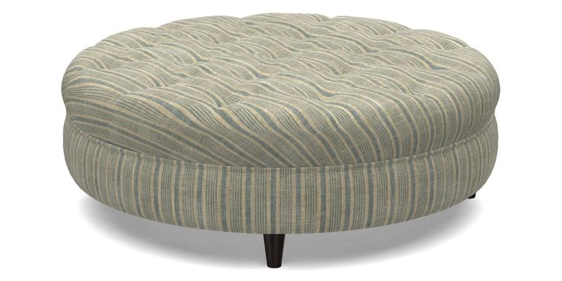 Helmsley Round Footstool in Linwood Omega Velvet Navy