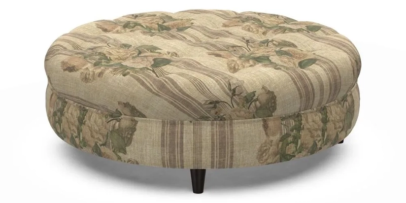 Helmsley Round Footstool in Linwood Omega Velvet Navy