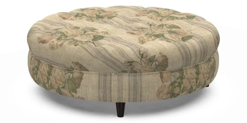 Helmsley Round Footstool in Linwood Omega Velvet Navy