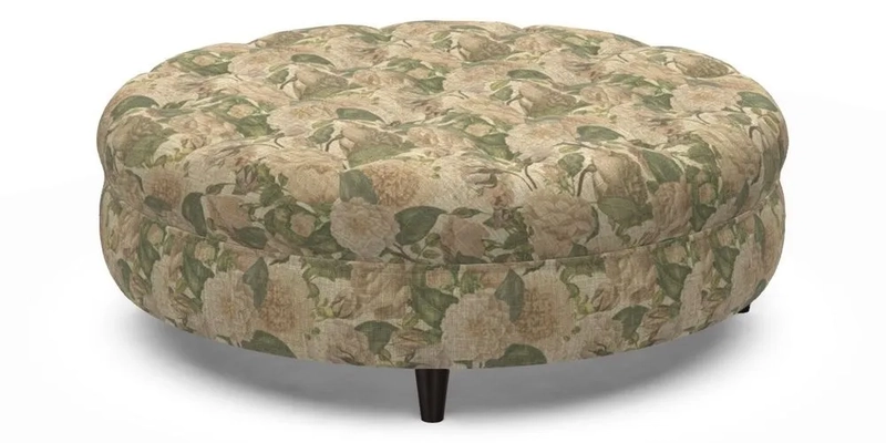 Helmsley Round Footstool in Linwood Omega Velvet Navy
