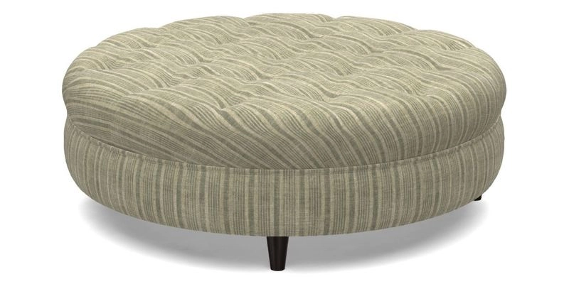 Helmsley Round Footstool in Linwood Omega Velvet Navy