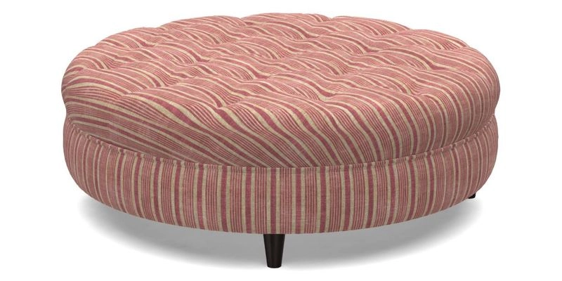 Helmsley Round Footstool in Linwood Omega Velvet Navy