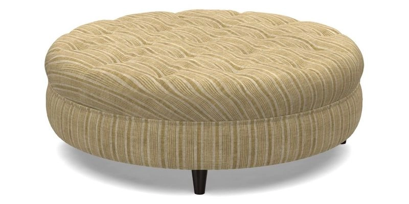 Helmsley Round Footstool in Linwood Omega Velvet Navy