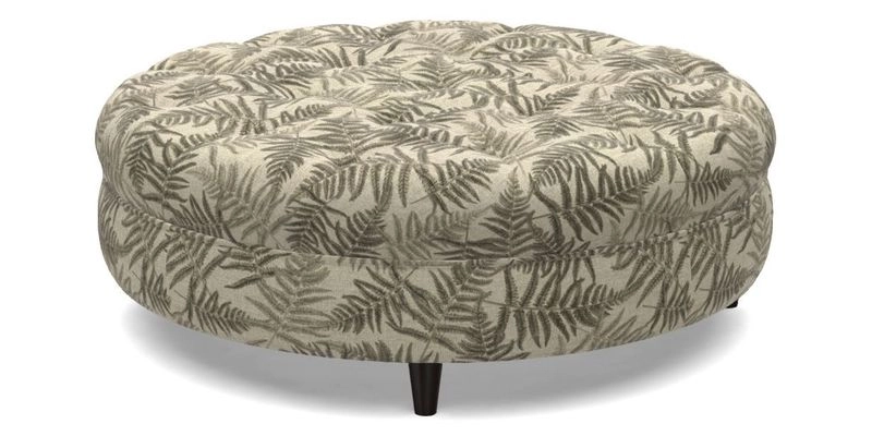 Helmsley Round Footstool in Linwood Omega Velvet Navy