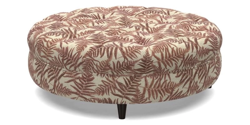 Helmsley Round Footstool in Linwood Omega Velvet Navy