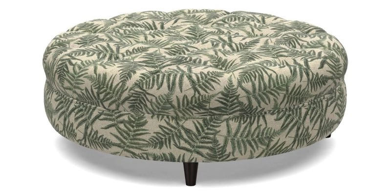 Helmsley Round Footstool in Linwood Omega Velvet Navy