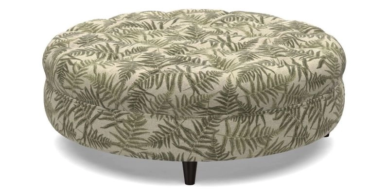 Helmsley Round Footstool in Linwood Omega Velvet Navy