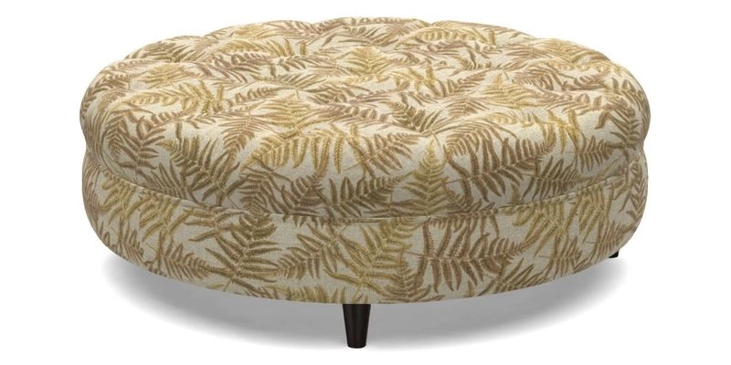 Helmsley Round Footstool in Linwood Omega Velvet Navy