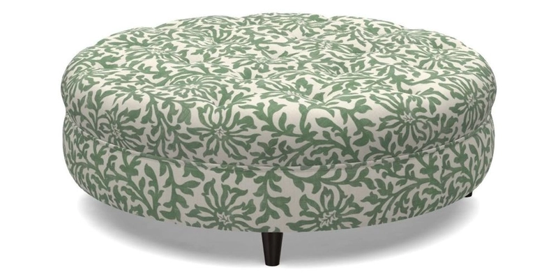 Helmsley Round Footstool in Linwood Omega Velvet Navy