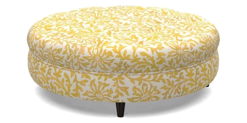 Helmsley Round Footstool in Linwood Omega Velvet Navy