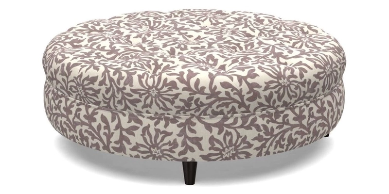 Helmsley Round Footstool in Linwood Omega Velvet Navy