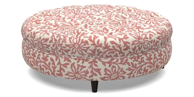 Helmsley Round Footstool in Linwood Omega Velvet Navy