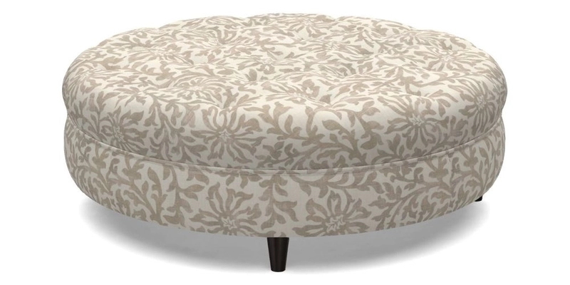Helmsley Round Footstool in Linwood Omega Velvet Navy