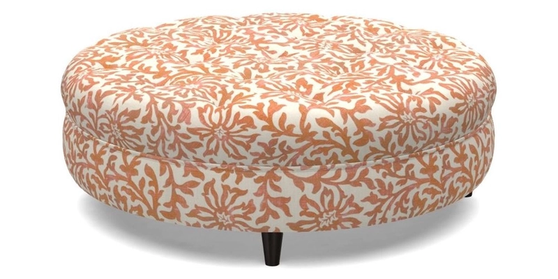 Helmsley Round Footstool in Linwood Omega Velvet Navy