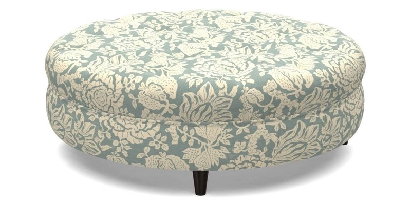 Helmsley Round Footstool in Linwood Omega Velvet Navy