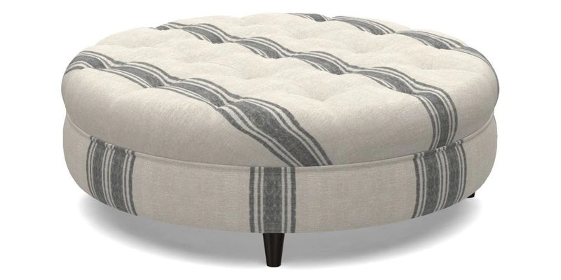 Helmsley Round Footstool in Linwood Omega Velvet Navy