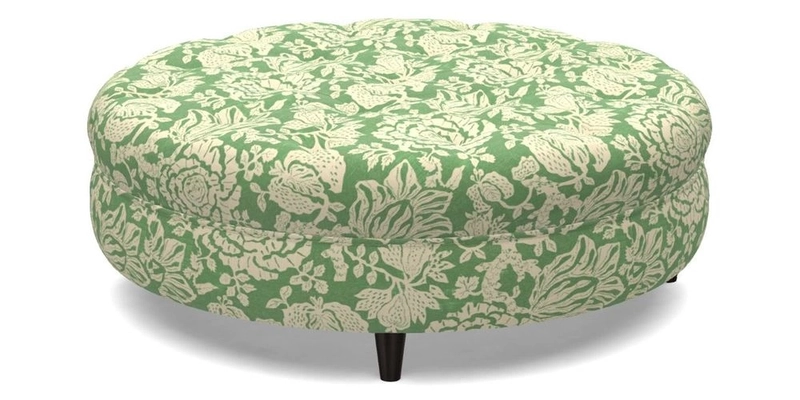 Helmsley Round Footstool in Linwood Omega Velvet Navy