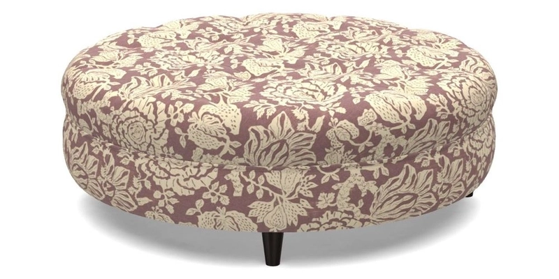 Helmsley Round Footstool in Linwood Omega Velvet Navy