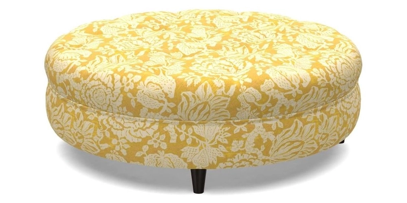 Helmsley Round Footstool in Linwood Omega Velvet Navy