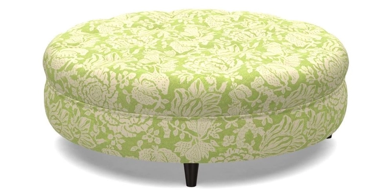 Helmsley Round Footstool in Linwood Omega Velvet Navy