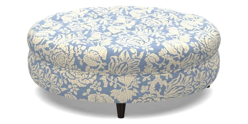 Helmsley Round Footstool in Linwood Omega Velvet Navy
