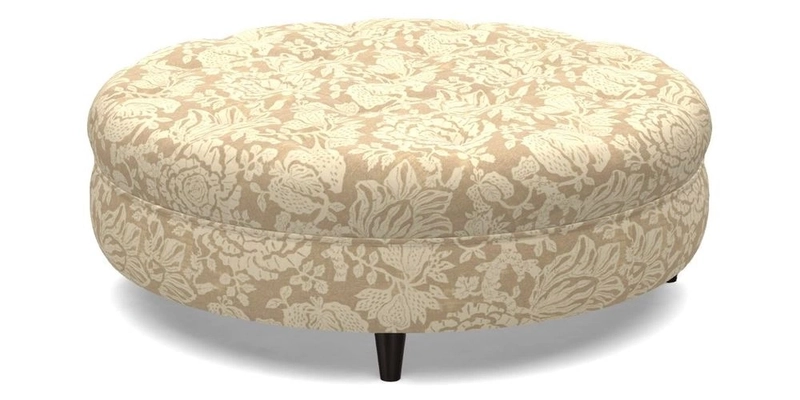 Helmsley Round Footstool in Linwood Omega Velvet Navy
