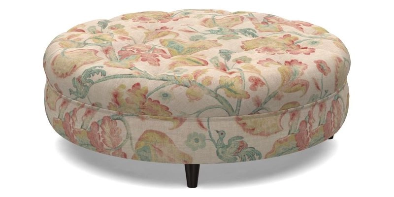 Helmsley Round Footstool in Linwood Omega Velvet Navy