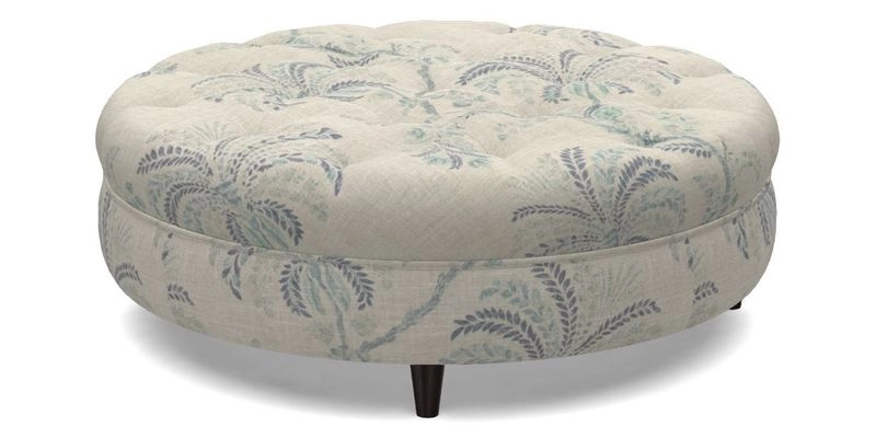 Helmsley Round Footstool in Linwood Omega Velvet Navy