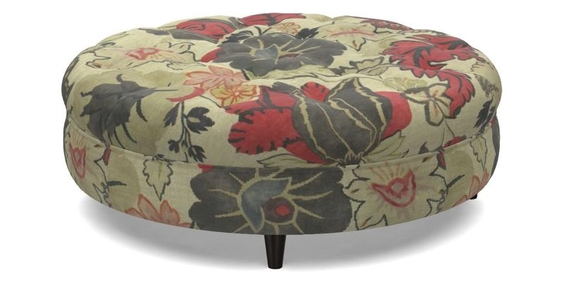 Helmsley Round Footstool in Linwood Omega Velvet Navy