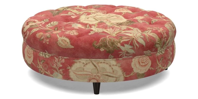 Helmsley Round Footstool in Linwood Omega Velvet Navy