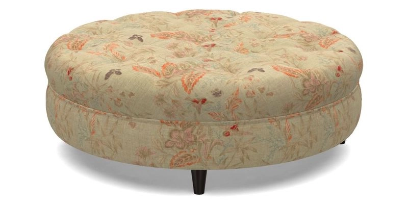 Helmsley Round Footstool in Linwood Omega Velvet Navy