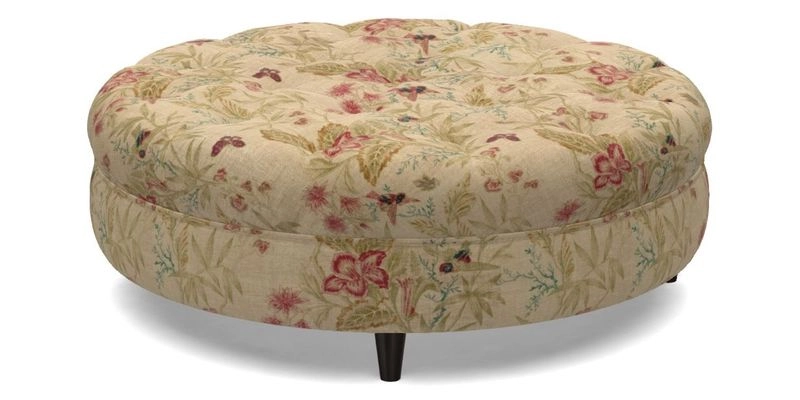 Helmsley Round Footstool in Linwood Omega Velvet Navy