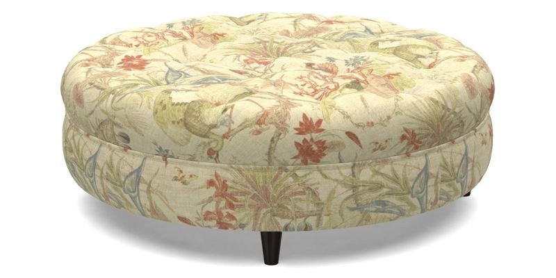 Helmsley Round Footstool in Linwood Omega Velvet Navy