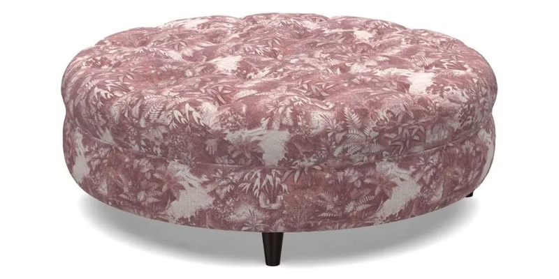 Helmsley Round Footstool in Linwood Omega Velvet Navy