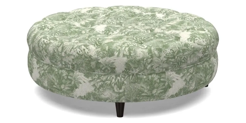 Helmsley Round Footstool in Linwood Omega Velvet Navy