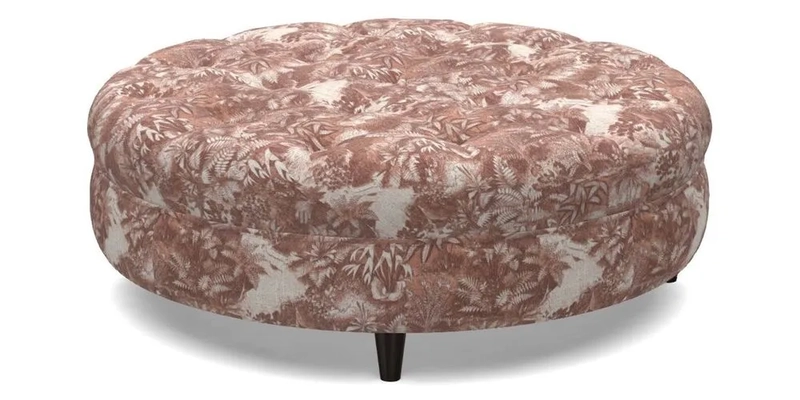 Helmsley Round Footstool in Linwood Omega Velvet Navy