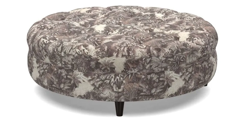 Helmsley Round Footstool in Linwood Omega Velvet Navy