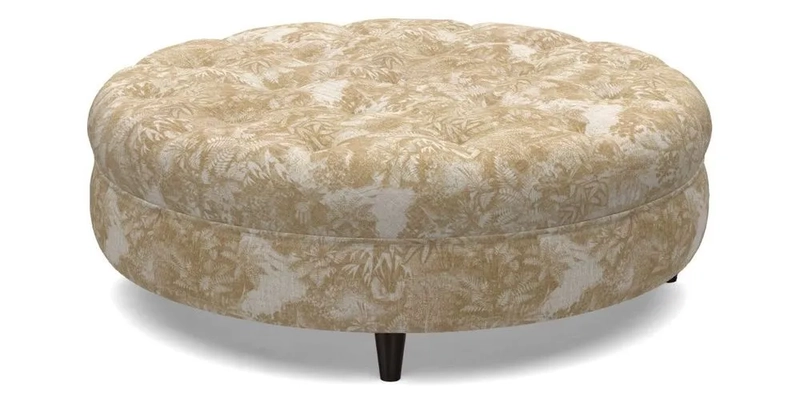 Helmsley Round Footstool in Linwood Omega Velvet Navy