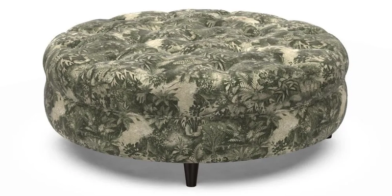 Helmsley Round Footstool in Linwood Omega Velvet Navy
