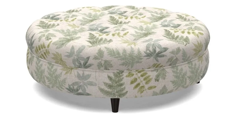 Helmsley Round Footstool in Linwood Omega Velvet Navy