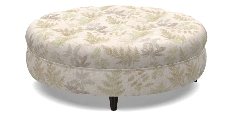 Helmsley Round Footstool in Linwood Omega Velvet Navy