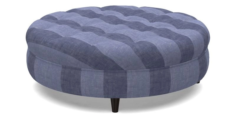 Helmsley Round Footstool in Linwood Omega Velvet Navy