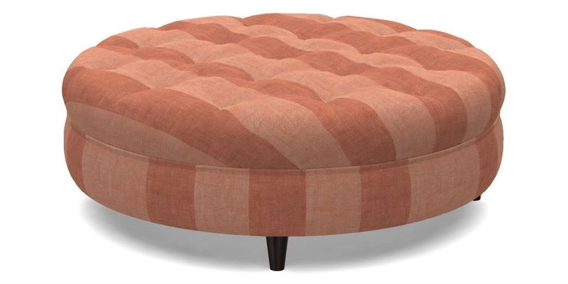 Helmsley Round Footstool in Linwood Omega Velvet Navy
