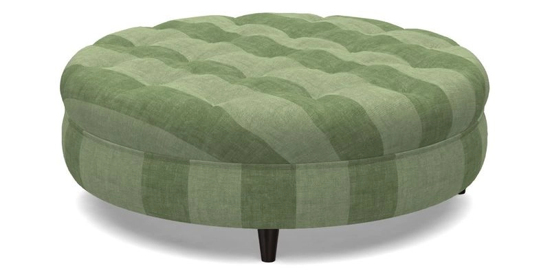 Helmsley Round Footstool in Linwood Omega Velvet Navy