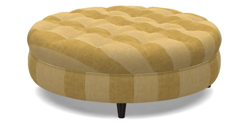 Helmsley Round Footstool in Linwood Omega Velvet Navy