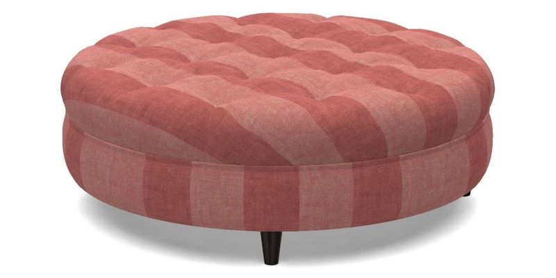 Helmsley Round Footstool in Linwood Omega Velvet Navy