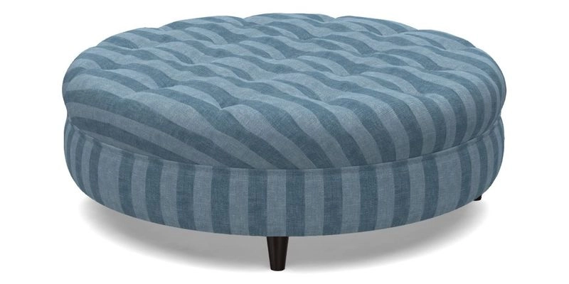 Helmsley Round Footstool in Linwood Omega Velvet Navy