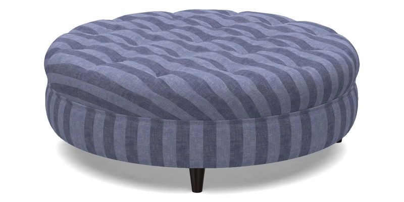 Helmsley Round Footstool in Linwood Omega Velvet Navy